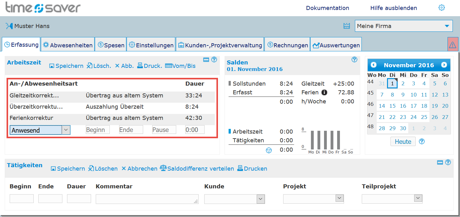 Korrektur-Buchungen